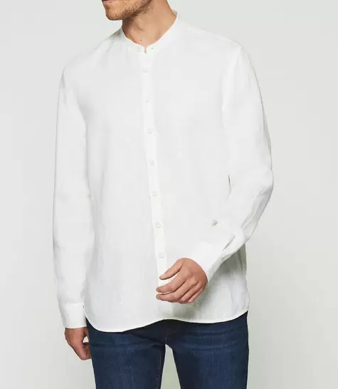 Chemise en lin col mao blanc KAFLEUR offre à 43€ sur Izac