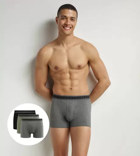 Lot de 3 boxers homme en coton bio Noir Charbon Vert Dim Good offre à 33,49€ sur Dim