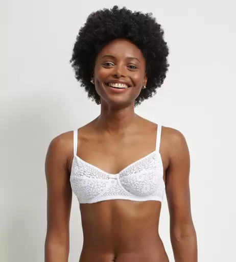 Soutien-gorge à armature en dentelle florale recyclée Blanc Dim Sublim offre à 33,99€ sur Dim