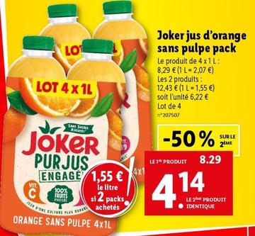 Joker - Jus D'orange Sans Pulpe Pack