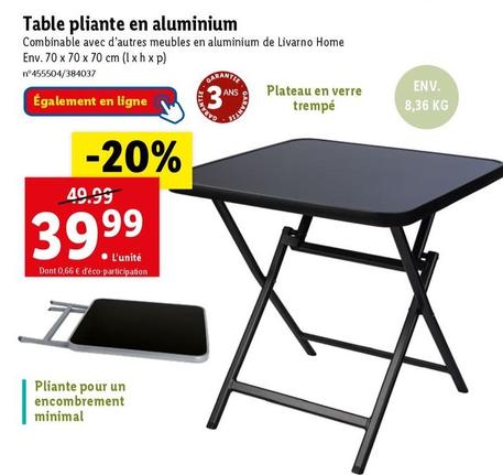 table pliante en aluminium