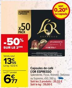 L'or - Capsules De Café Espresso offre à 13,55€ sur Carrefour
