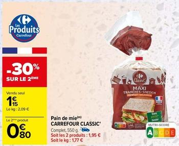Carrefour - Pain De Mie Classic offre à 1,15€ sur Carrefour