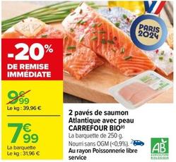 Carrefour - 2 Pavés De Saumon Atlantique Avec Peau Bio offre à 7,99€ sur Carrefour