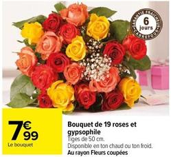 Bouquet De 19 Roses Et Gypsophile offre à 7,99€ sur Carrefour