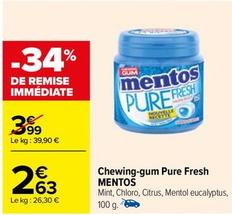 Mentos - Chewing Gum Pure Fresh offre à 2,63€ sur Carrefour