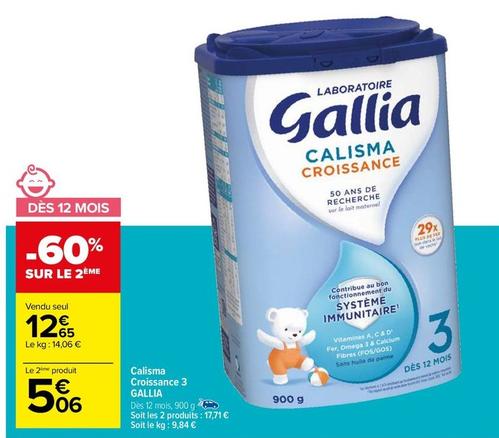 Gallia - Calisma Croissance 3 offre à 12,65€ sur Carrefour