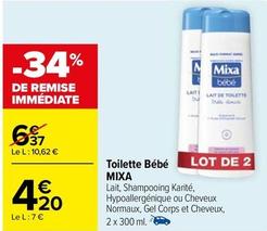 Mixa - Toilette Bébé offre à 4,2€ sur Carrefour