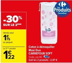 Carrefour - Coton À Démaquiller Maxi Duo Soft offre à 1,75€ sur Carrefour