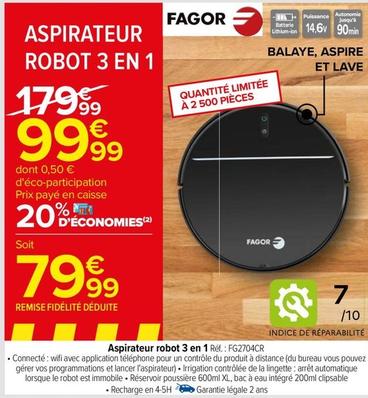 Fagor - Aspirateur Robot 3 En 1 offre à 99,99€ sur Carrefour