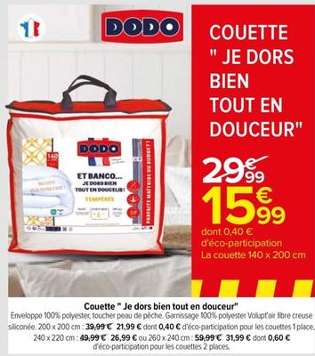 Dodo - Couette Je Dors Bien Tout En Douceur offre à 15,99€ sur Carrefour