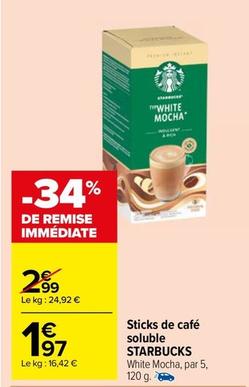 Starbucks - Sticks De Café Soluble offre à 1,97€ sur Carrefour Market