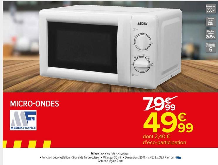 Medek - Micro-ondes Réf.: 20mx80-l offre à 49,99€ sur Carrefour Market