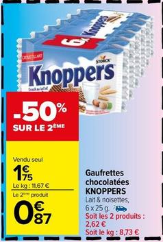 Knoppers - Gaufrettes Chocolatées offre à 1,75€ sur Carrefour Market