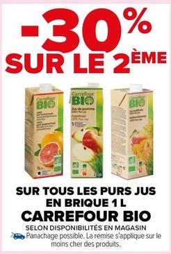 Carrefour - Sur Tous Les Purs Jus En Brique 1 L Bio offre sur Carrefour Market