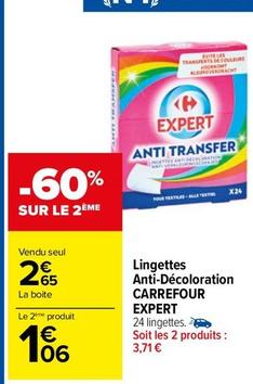 Carrefour - Lingettes Anti-Décoloration Expert offre à 2,65€ sur Carrefour Market