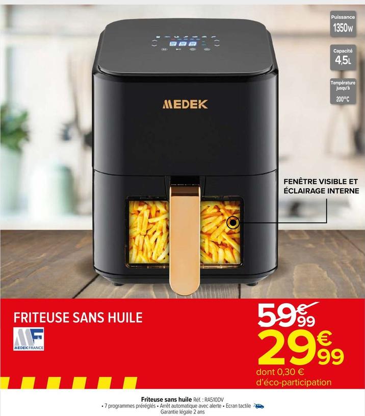 Medek France - Friteuse Sans Huile RA510DV offre à 29,99€ sur Carrefour Market