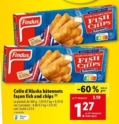 Findus - Colin D'alaska Bâtonnets Façon Fish And Chips