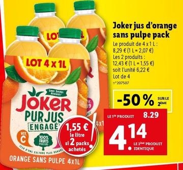 joker - jus d'orange sans pulpe pack