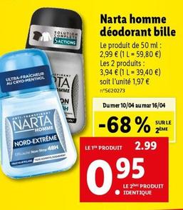 narta - homme déodorant bille 