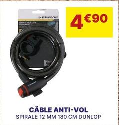 Dunlop - Câble Anti Vol offre à 4,9€ sur Carter-Cash