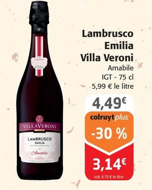 Villa Veroni - Lambrusco Emilia offre à 4,49€ sur Colruyt
