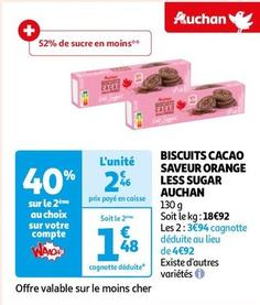 Auchan - Biscuits Cacao Saveur Orange Less Sugar  offre à 2,46€ sur Auchan Hypermarché