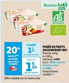 Auchan Baby Bio - Purée De Fruits offre à 1,92€ sur Auchan Hypermarché