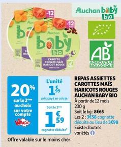 Auchan Baby Bio - Repas Assiettes Carottes Mais Haricots Rouges  offre à 1,99€ sur Auchan Hypermarché