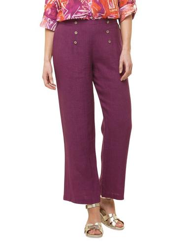 Pantalon 100% lin violet