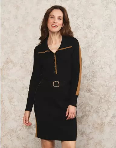 Robe pull noire ceinturée offre à 89,95€ sur Christine Laure