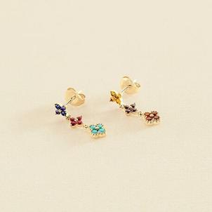 boucles d'oreilles pendantes beloved - multicolore / doré