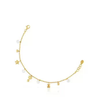 Bracelet chaîne en argent plaqué or 18 ct, perles de culture et motifs TOUS Grain offre à 179€ sur TOUS