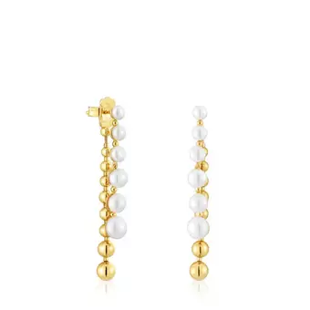 Boucles d’oreilles doubles en argent plaqué or 18 ct et perles de culture longues Gloss offre à 249€ sur TOUS