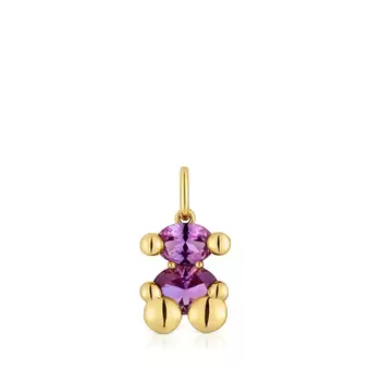 Pendentif motif ourson en argent plaqué or 18 ct et saphir lilas créé en laboratoire petit Color Bear LGG offre à 149€ sur TOUS