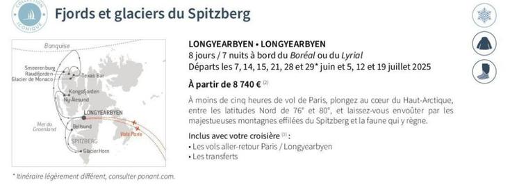 Fjords Et Glaciers Du Spitzberg offre à 8740€ sur Ponant