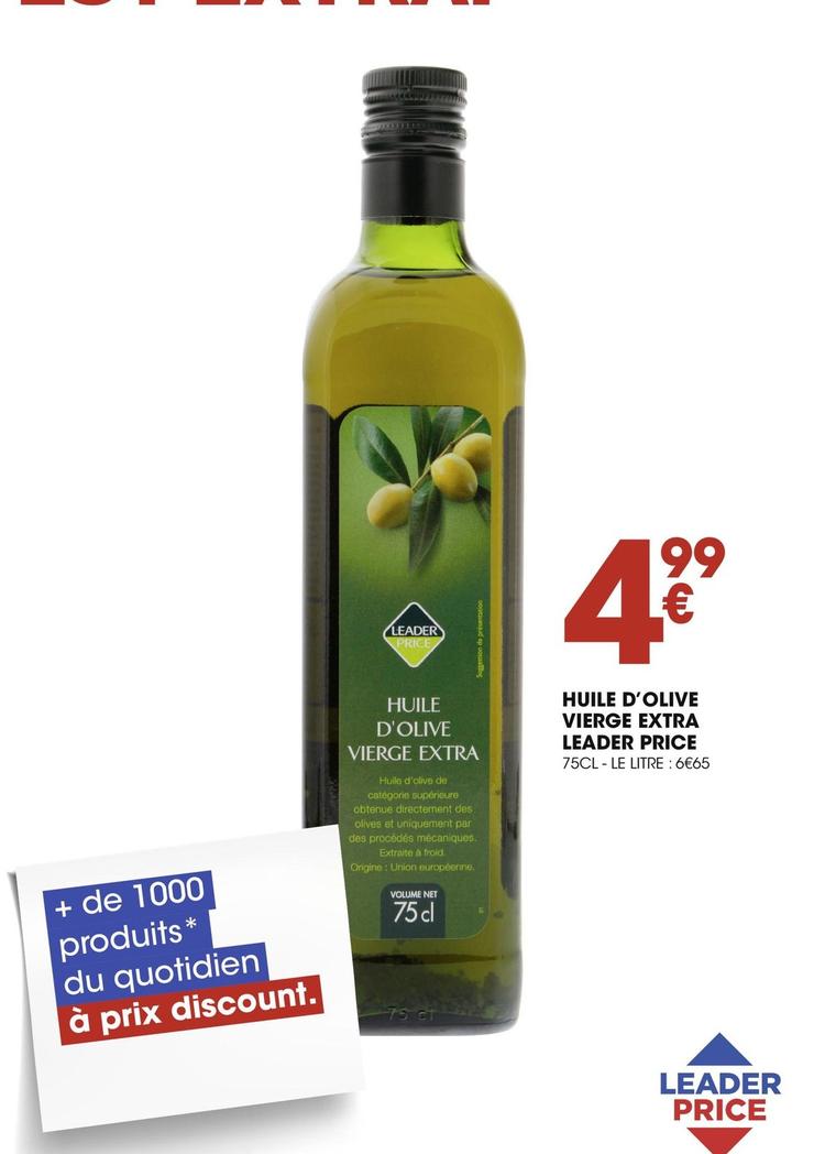 Huile d'olive extra vierge offre à 4,99€ sur Géant Casino
