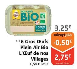 L'oeuf De Nos Villages - 6 Gros Ceufs Plein Air Bio offre à 3,25€ sur Colruyt