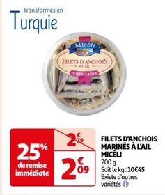 Filets D'anchois Marinés À L'ail Micéli offre à 2,09€ sur Auchan Hypermarché
