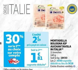 Auchan - Mortadella Bologna IGP Tavola In Italia offre à 2,59€ sur Auchan Hypermarché