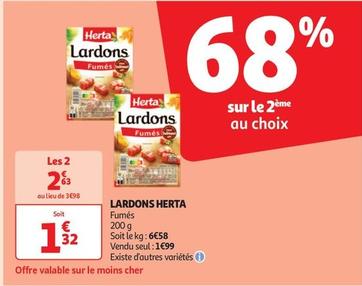 Herta - Lardons offre à 1,32€ sur Auchan Hypermarché