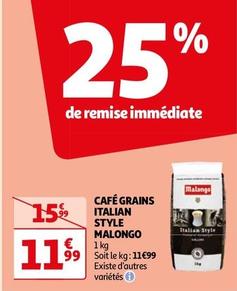 Malongo - Café Grains Italian Style offre à 11,99€ sur Auchan Hypermarché