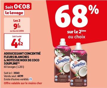 Soupline - Adoucissant Concentré Fleurs Blanches & Notes De Noix De Coco offre à 6,99€ sur Auchan Hypermarché