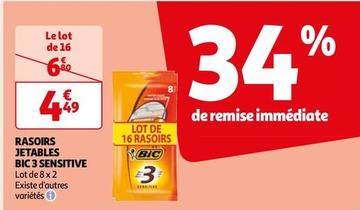 Bic - Rasoirs Jetables 3 Sensitive offre à 4,49€ sur Auchan Hypermarché