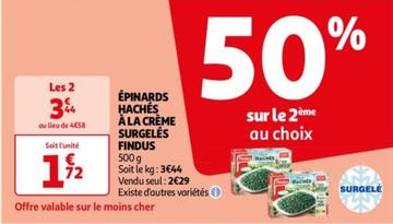 Findus - Épinards Haches A La Creme Surgeles offre à 1,72€ sur Auchan Hypermarché