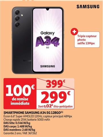 Samsung - Smartphone A34 5G 128Go offre à 299€ sur Auchan Hypermarché