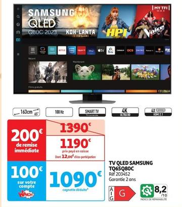 Samsung - Tv Qled TQ65Q80C  offre à 1190€ sur Auchan Hypermarché