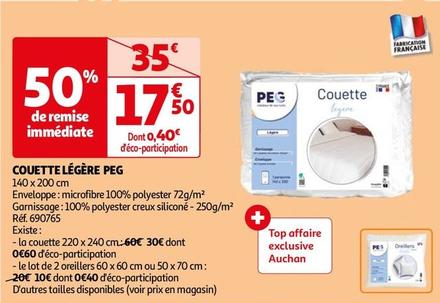 Peg - Couette Légère offre à 17,5€ sur Auchan Hypermarché