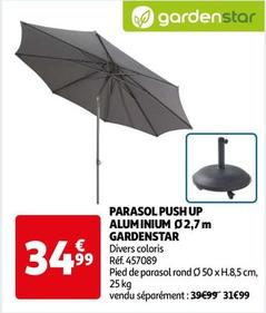 Gardenstar - Parasol Push Up Aluminium 2,7m offre à 34,99€ sur Auchan Hypermarché