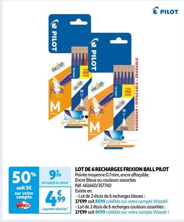 Pilot - Lot De 6 Recharges Frixion Ball offre à 4,99€ sur Auchan Hypermarché